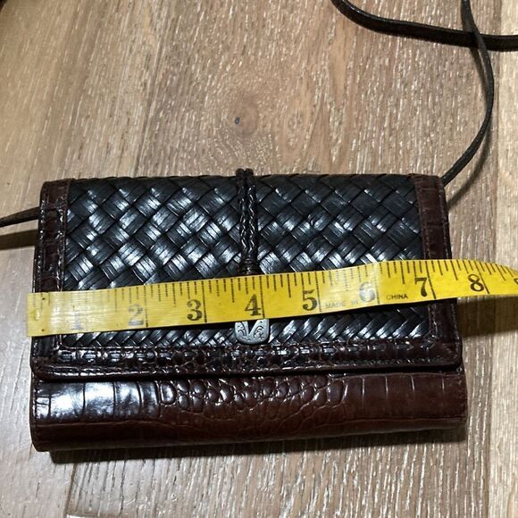 Brighton small wallet/bag Crossbody black and brown woven & crocodile print - Picture 8 of 11